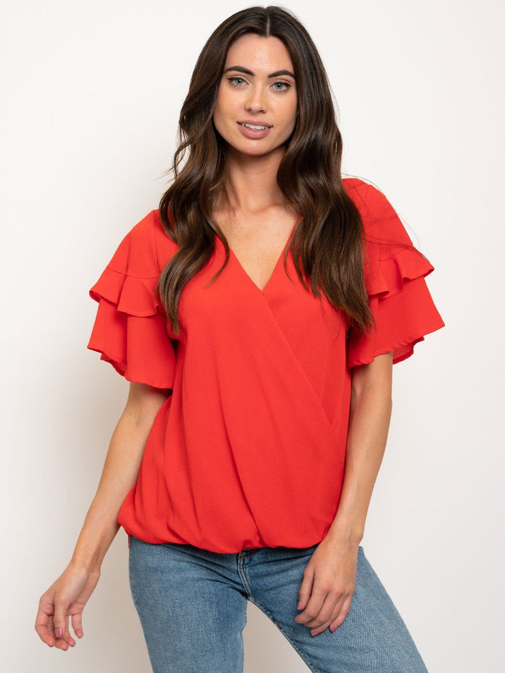 WOMEN'S RUFFLE SLEEVE TOP