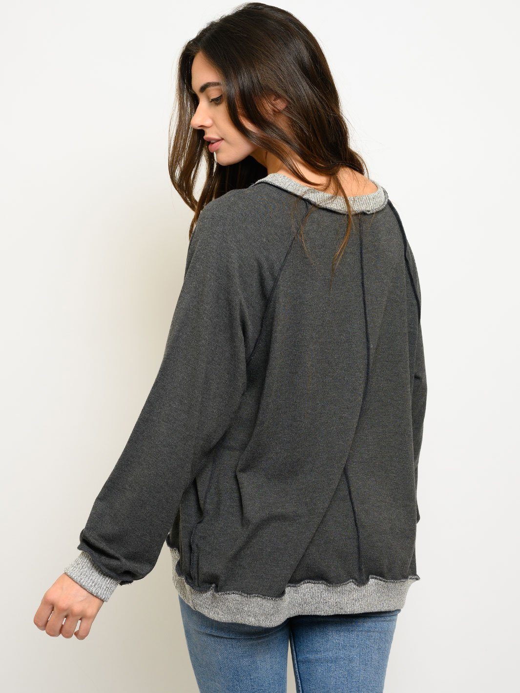 WOMEN'S LONG SLEEVE 2 TONE TOP