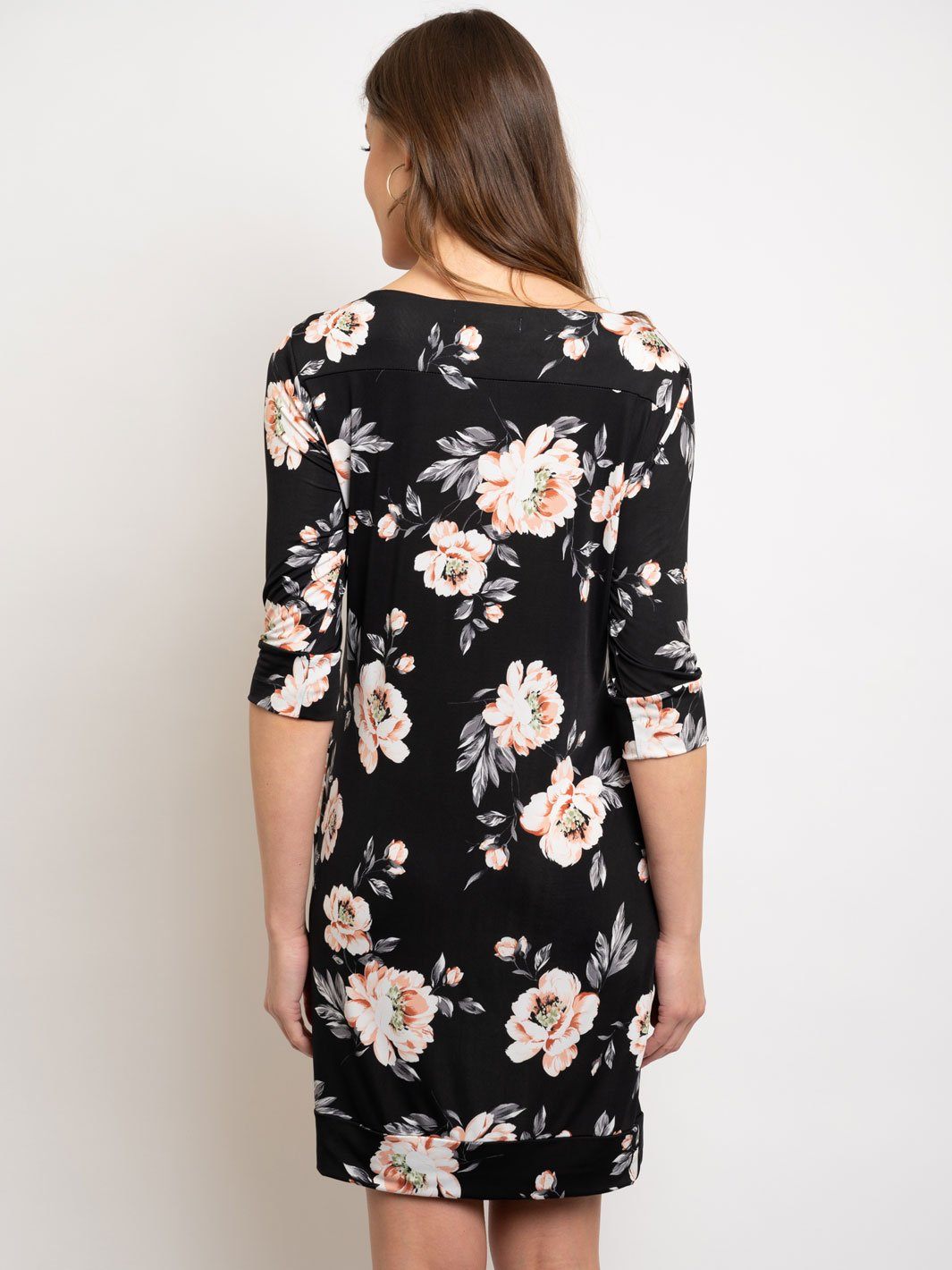 WOMEN'S BLACK FLORAL MIDI DRESS