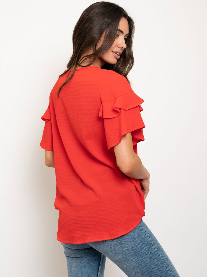 WOMEN'S RUFFLE SLEEVE TOP