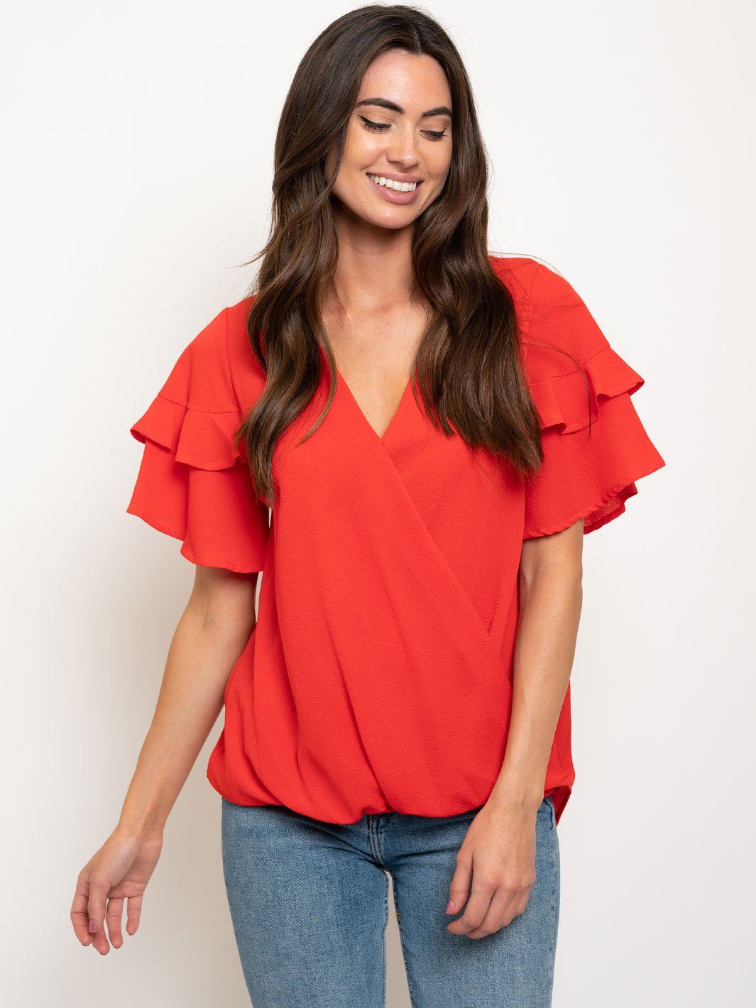 WOMEN'S RUFFLE SLEEVE TOP