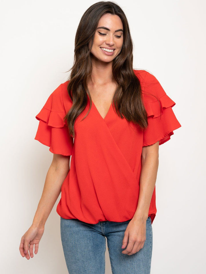 WOMEN'S RUFFLE SLEEVE TOP