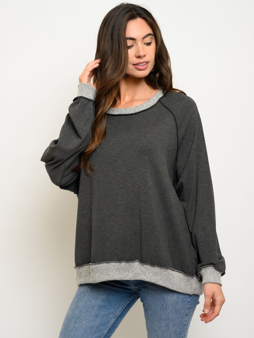 WOMEN'S LONG SLEEVE 2 TONE TOP