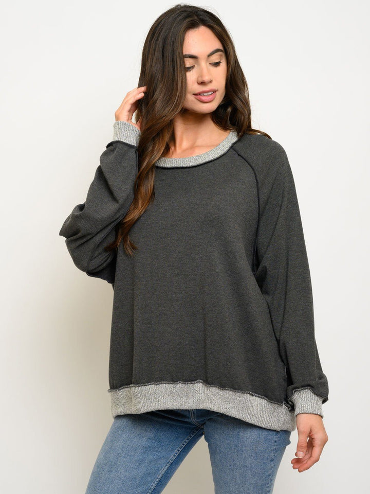 WOMEN'S LONG SLEEVE 2 TONE TOP