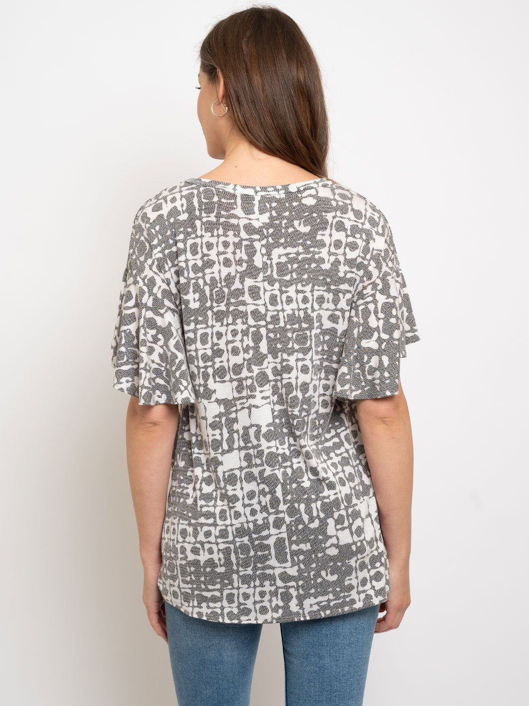 WOMEN'S FRONT KNOT RUFFLE SHORT SLEEVE TOP