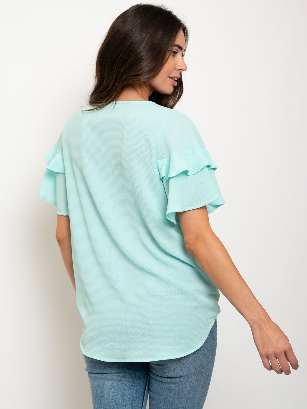WOMEN'S RUFFLE SLEEVE TOP
