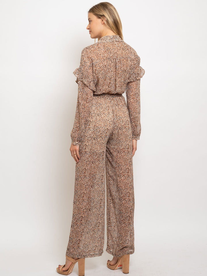 WOMEN'S BROWN PRINT JUMPSUIT