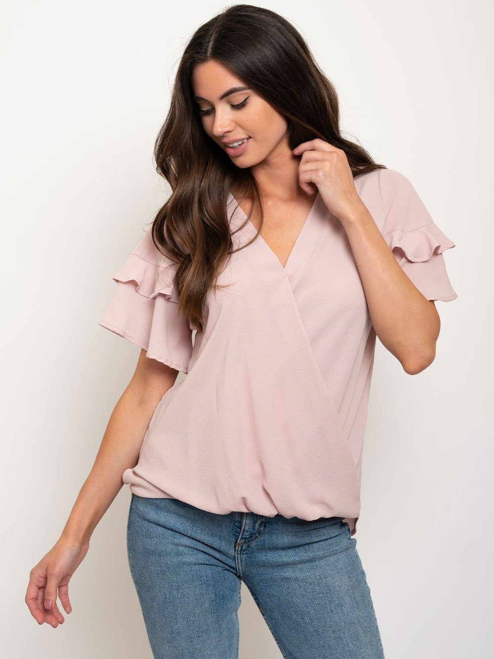 WOMEN'S RUFFLE SLEEVE TOP