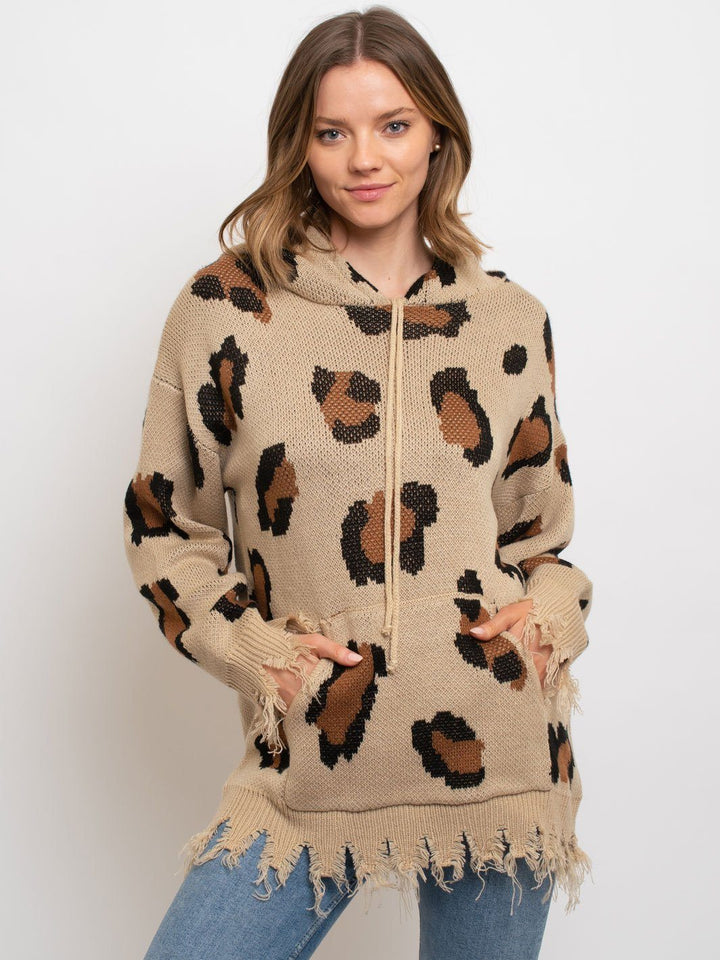 WOMEN'S LEOPARD HOODIE SWEATER