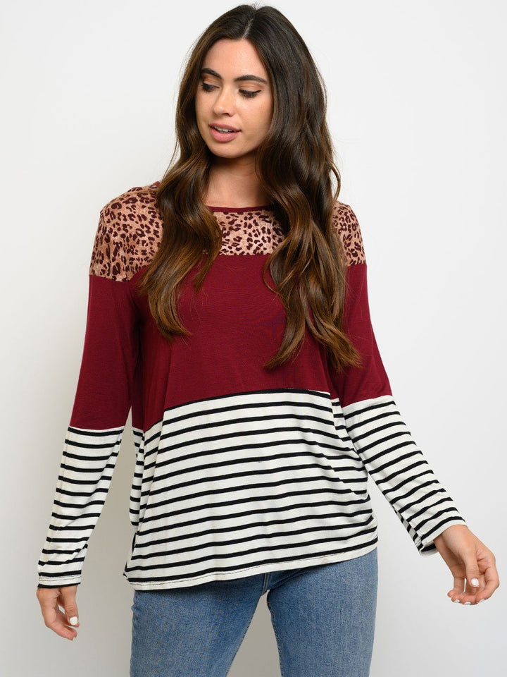 WOMEN'S LONG SLEEVES MULTI PRINT TOP