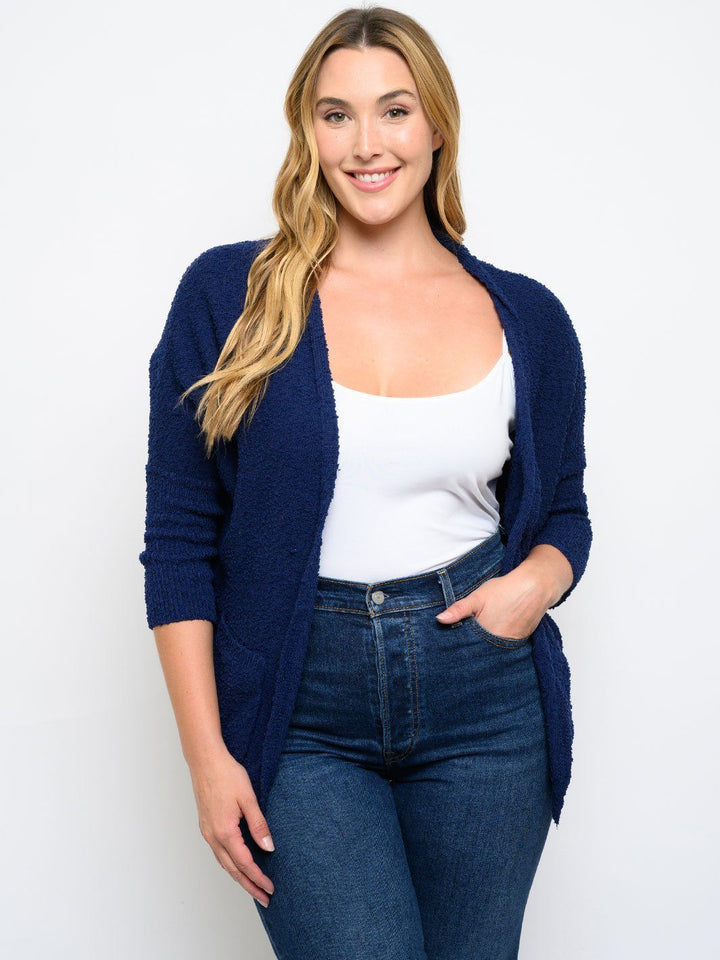 PLUS SIZE 3/4 SLEEVE CARDIGAN