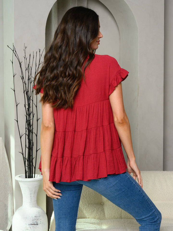 Copy of WOMEN'S SHORT RUFFLE SLEEVE TIERED TUNIC TOP