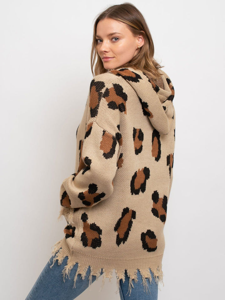 WOMEN'S LEOPARD HOODIE SWEATER