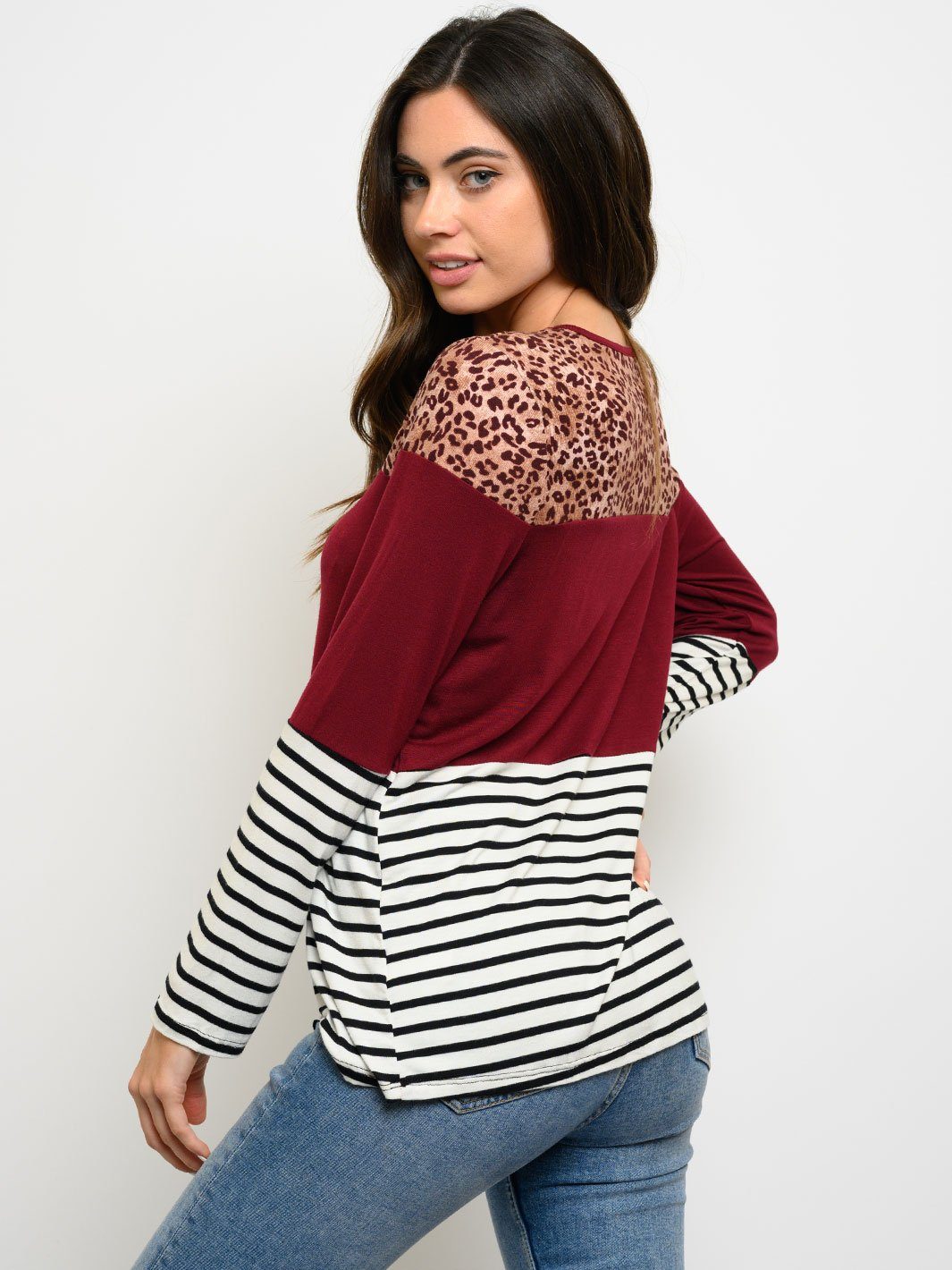 WOMEN'S LONG SLEEVES MULTI PRINT TOP
