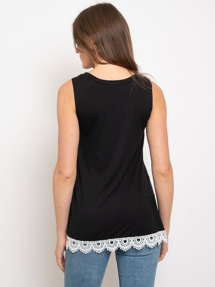 WOMEN'S SLEEVELESS CROCKET DETAILED TOP