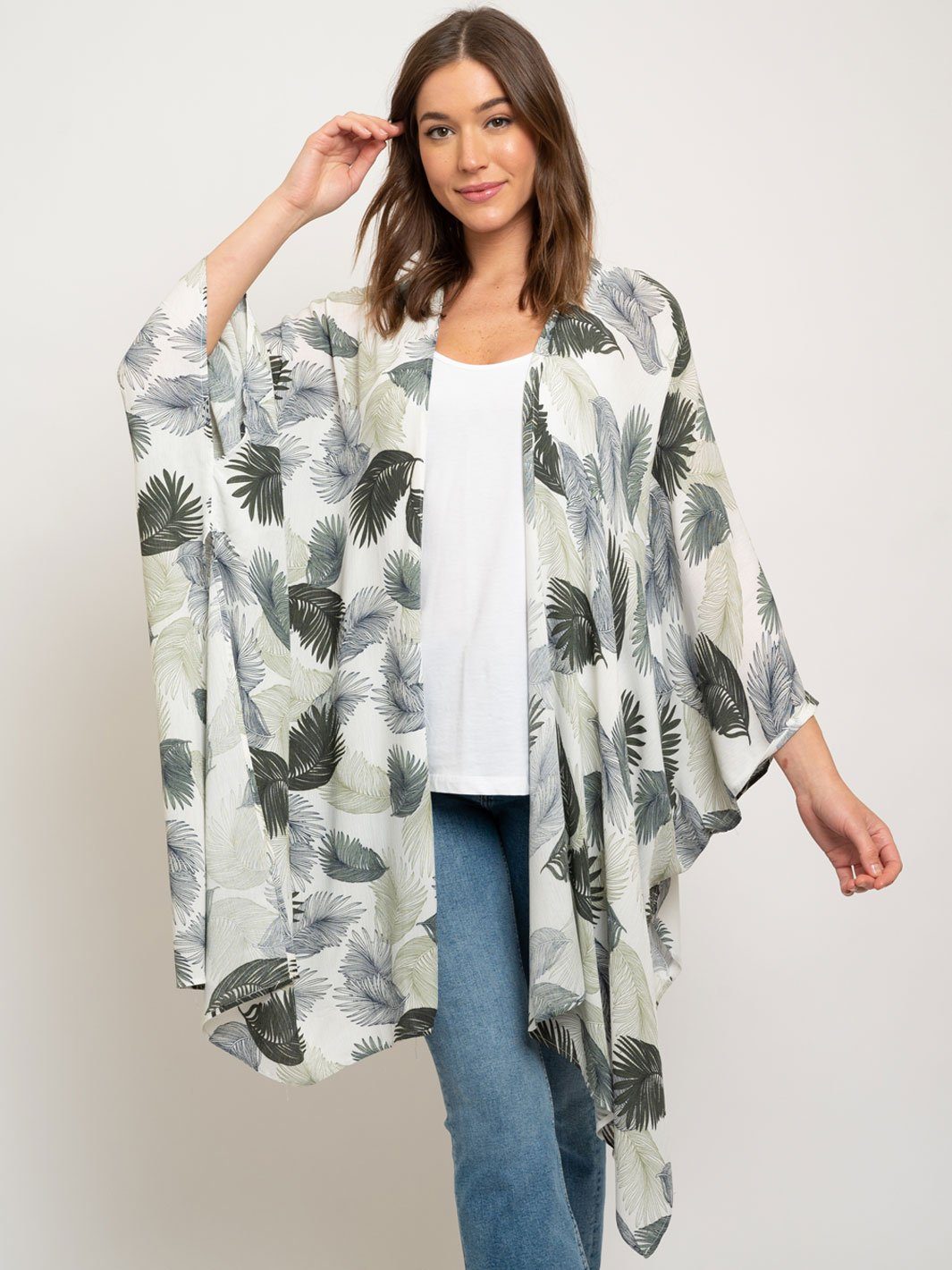 WOMEN'S LEAF PRINT CARDIGAN