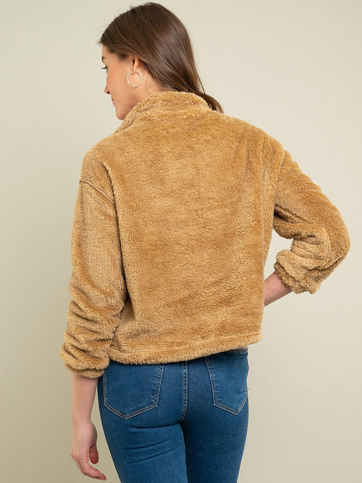 WOMEN'S POCKETED TEDDY SWEATSHIRT