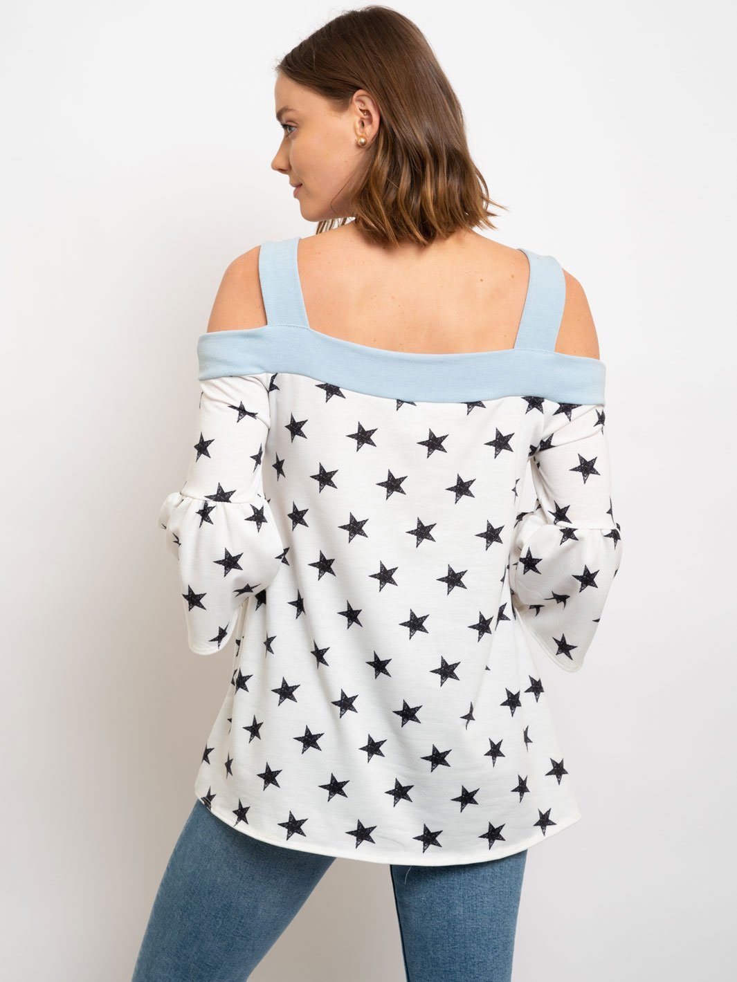 WOMENS' OFF SHOULDER STARS PRINT TOP