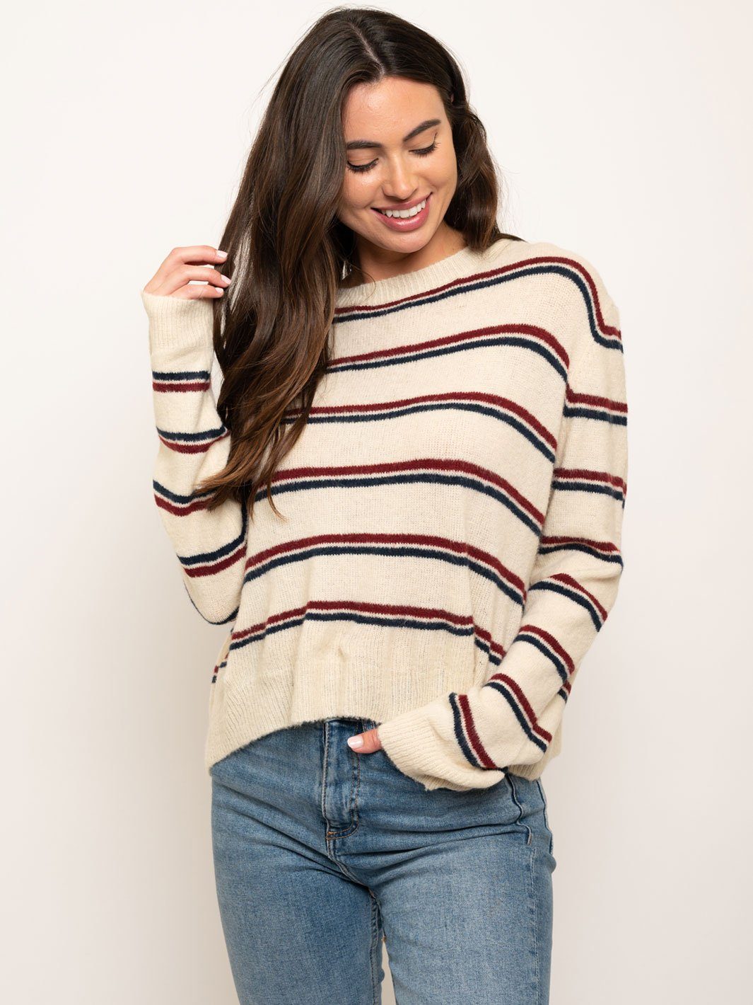 WOMEN'S STRIPES LONG SLEEVE TOP