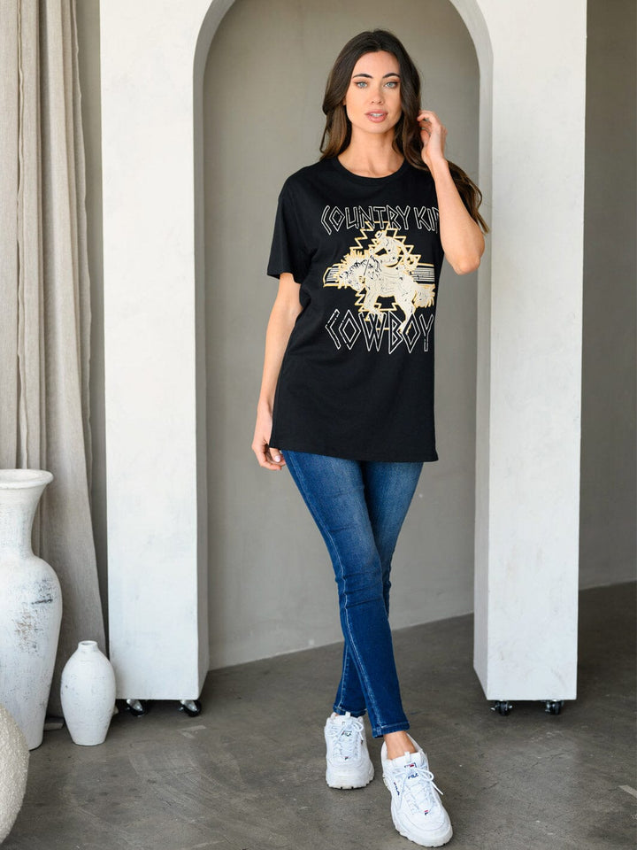 WOMEN'S SHORT SLEEVE GRAPHIC BASIC T-SHIRT
