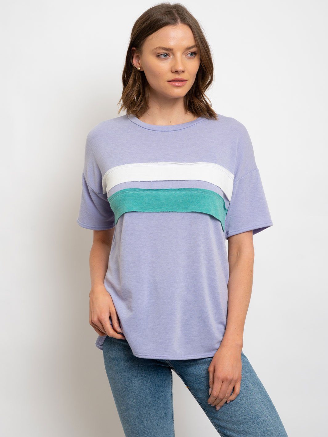 WOMEN'S LILAC COLOR BLOCK TOP