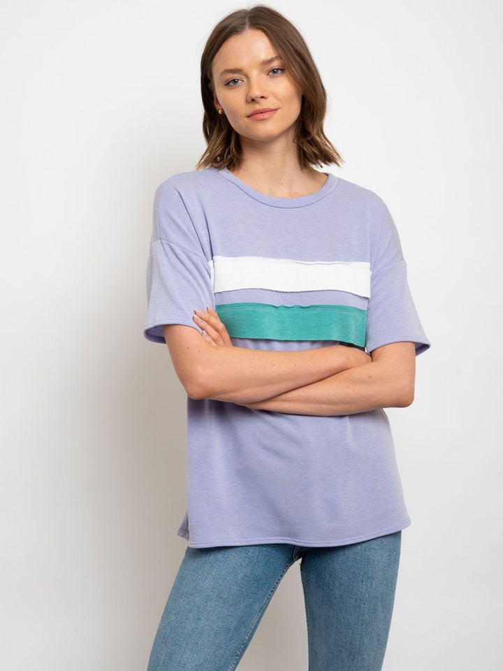 WOMEN'S LILAC COLOR BLOCK TOP