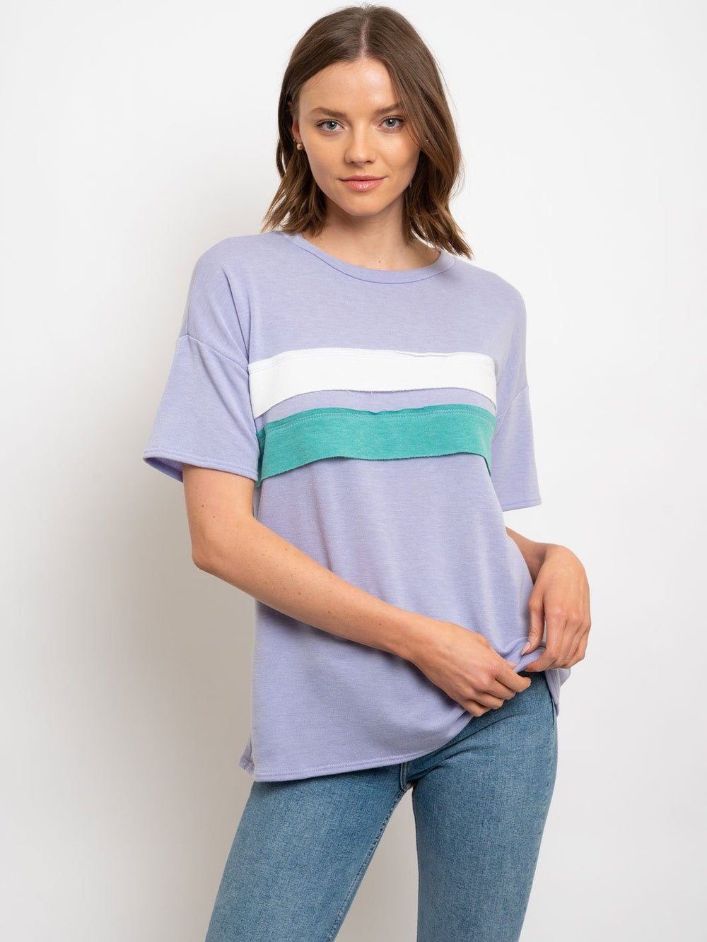 WOMEN'S LILAC COLOR BLOCK TOP