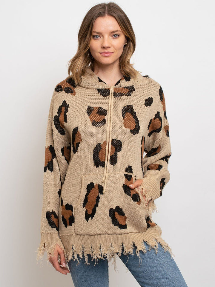 WOMEN'S LEOPARD HOODIE SWEATER