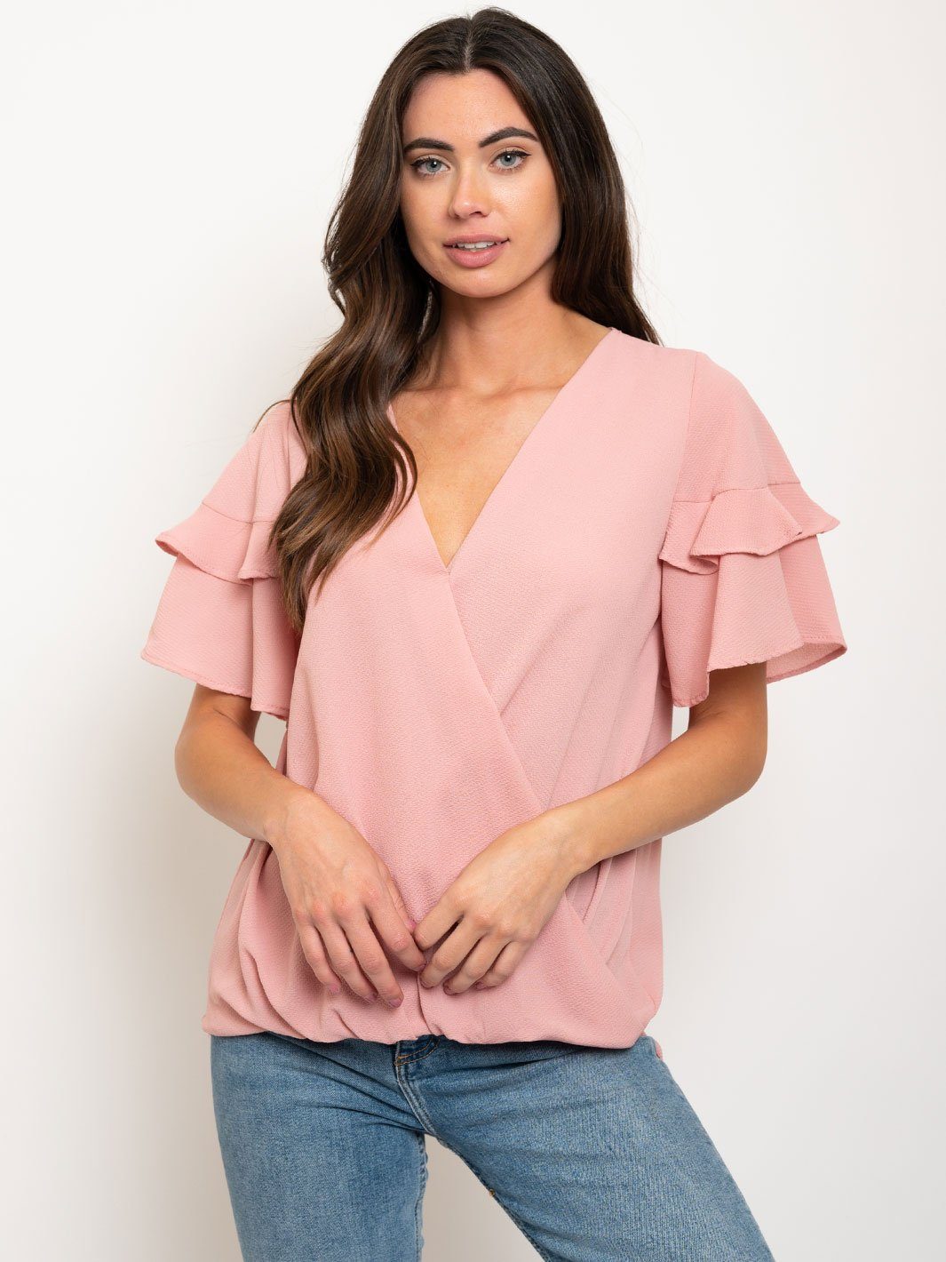 WOMEN'S RUFFLE SLEEVE TOP