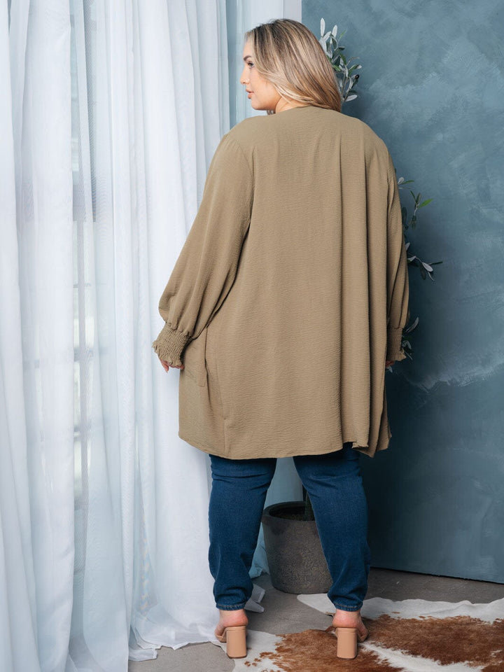 WOMEN'S LONG SLEEVE OPEN FRONT POCKETS CARDIGAN
