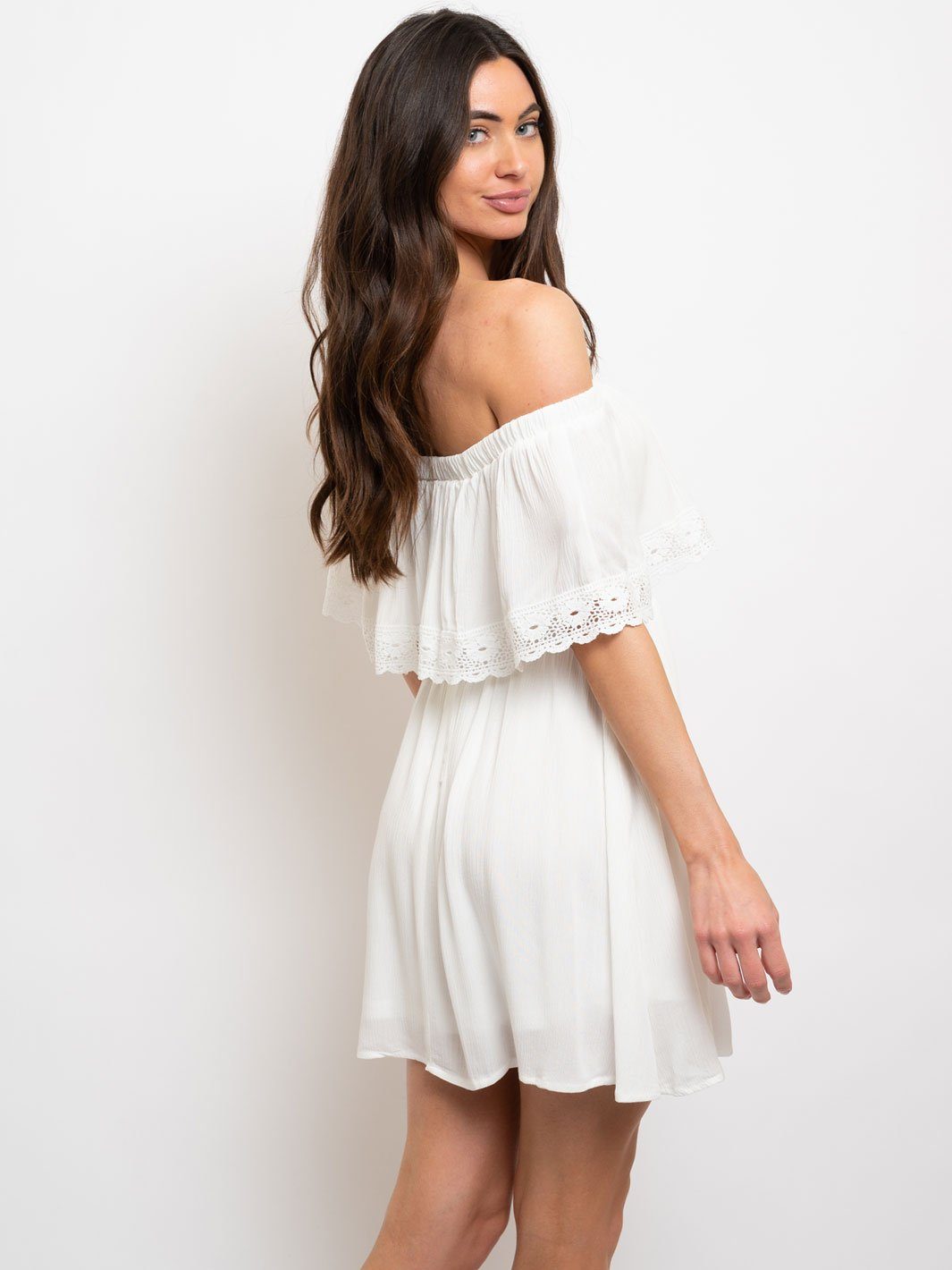 WOMEN'S OFF SHOULDER SMOCKED WAIST DRESS