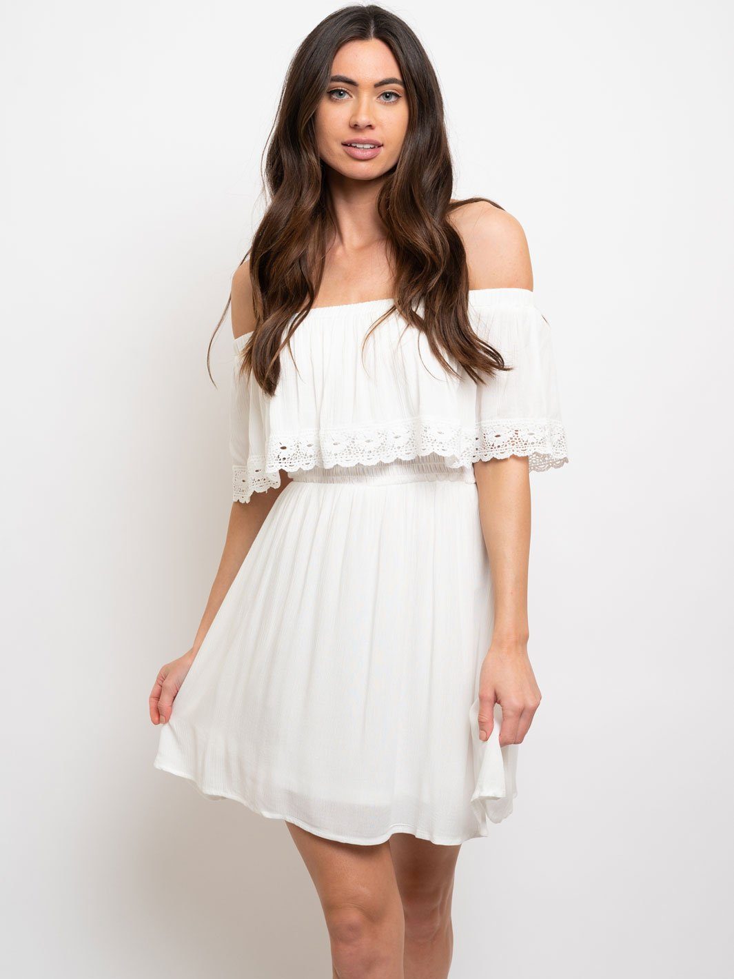 WOMEN'S OFF SHOULDER SMOCKED WAIST DRESS