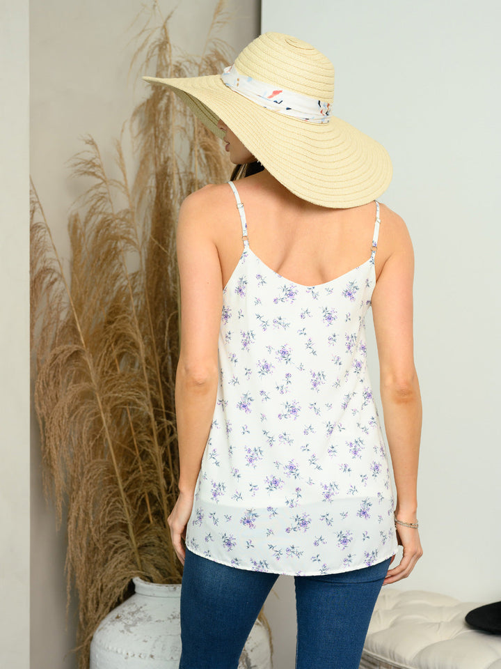 WOMEN'S SLEEVELESS V-NECK FLORAL TANK TOP