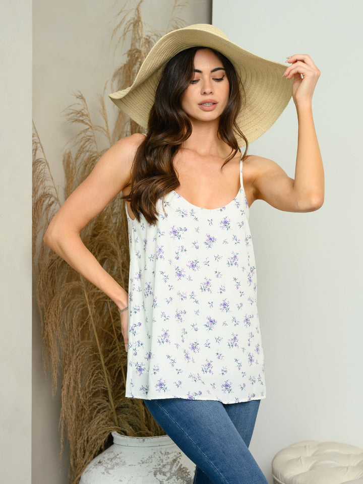 WOMEN'S SLEEVELESS V-NECK FLORAL TANK TOP