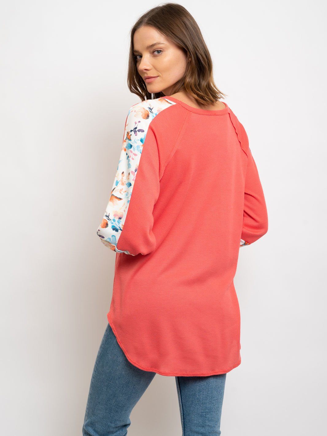 WOMEN'S FLORAL PRINT SLEEVES TOP