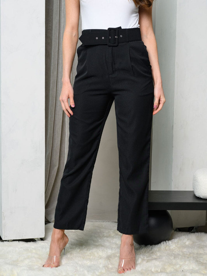 WOMEN'S WIDE LEG BELTED PANTS