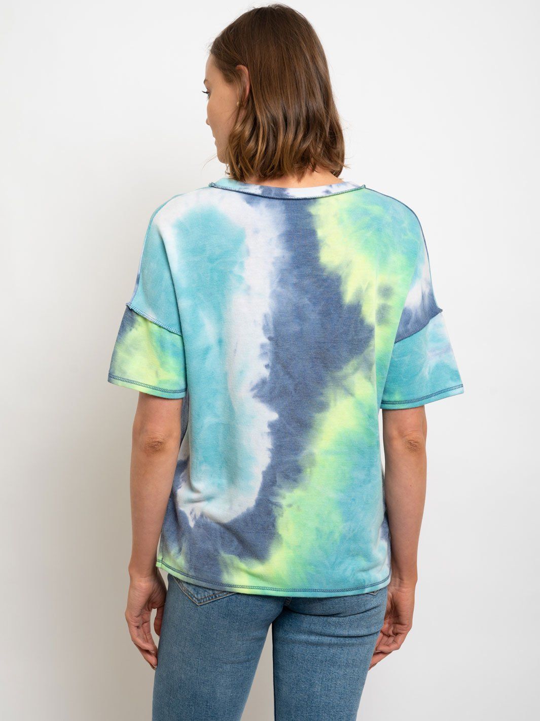 WOMEN'S RUFFLE SLEEVE TIE DYE TOP