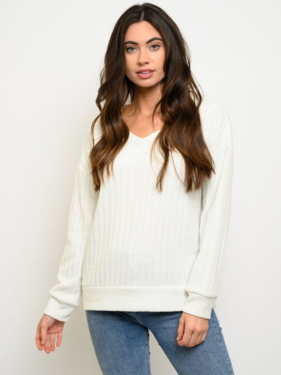 WOMEN'S LONG SLEEVE V-NECK SWEATER