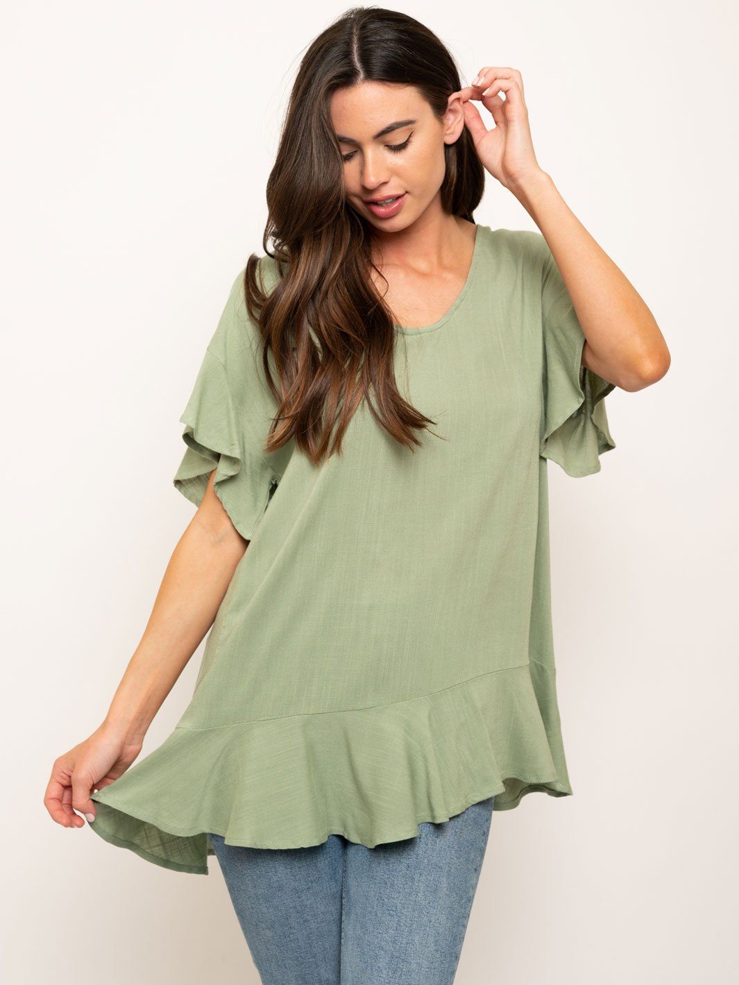 WOMEN'S RUFFLE TUNIC TOP