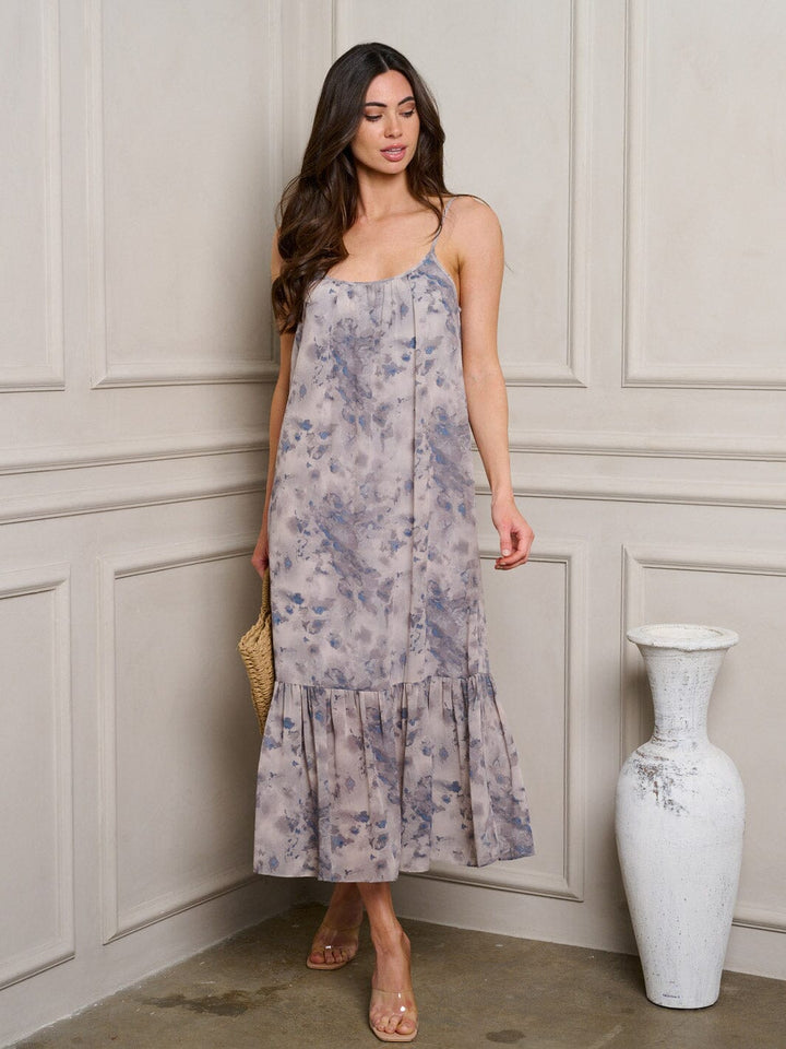 WOMEN'S SLEEVELESS TIE DYE TUNIC MIDI DRESS