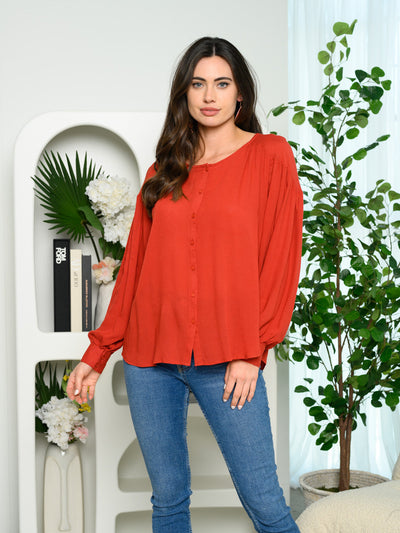WOMEN'S LONG SLEEVES BUTTON UP TOP