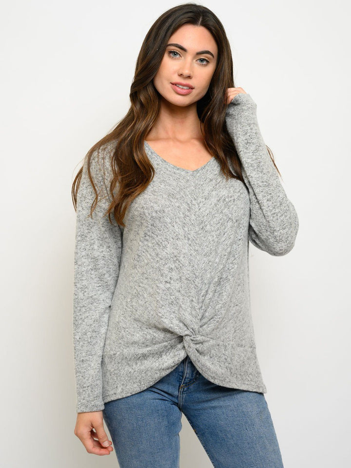 WOMEN'S LONG SLEEVE FRONT TWIST TOP
