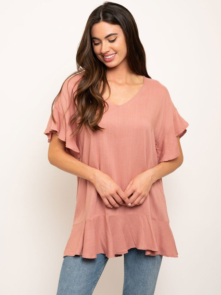WOMEN'S RUFFLE TUNIC TOP