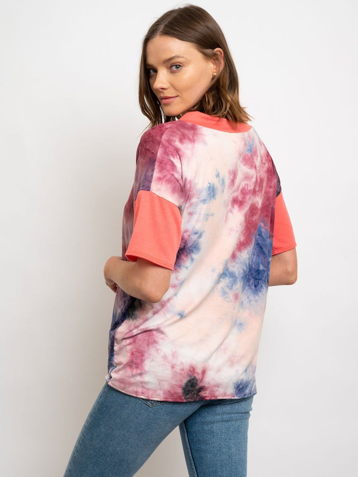 WOMEN'S V-NECK TIE DYE TOP