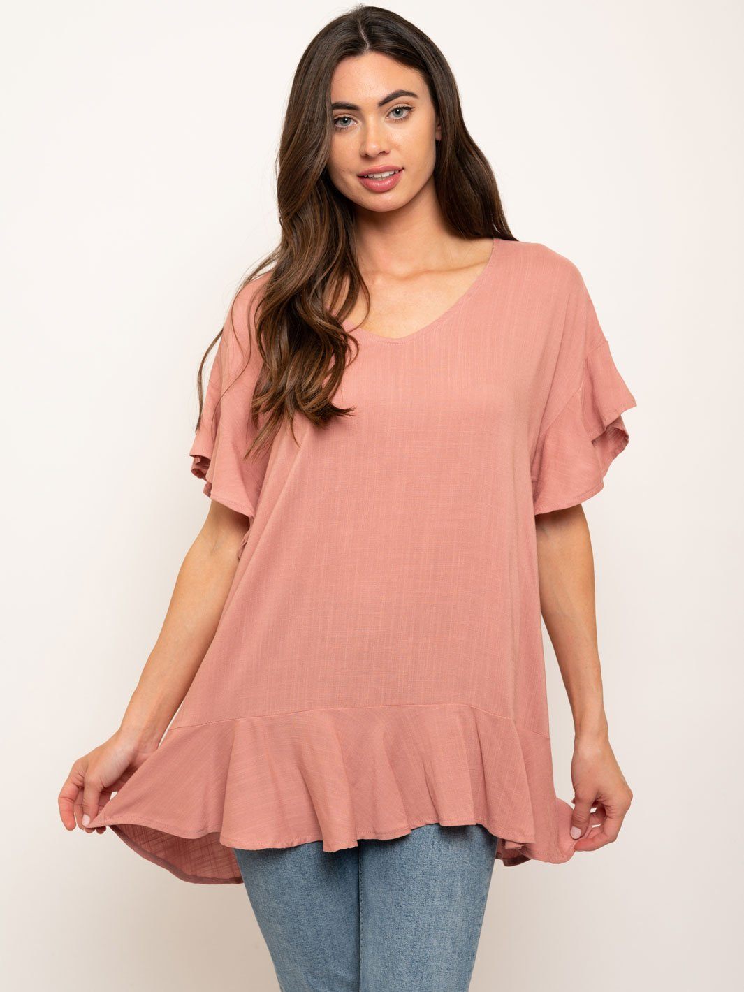 WOMEN'S RUFFLE TUNIC TOP