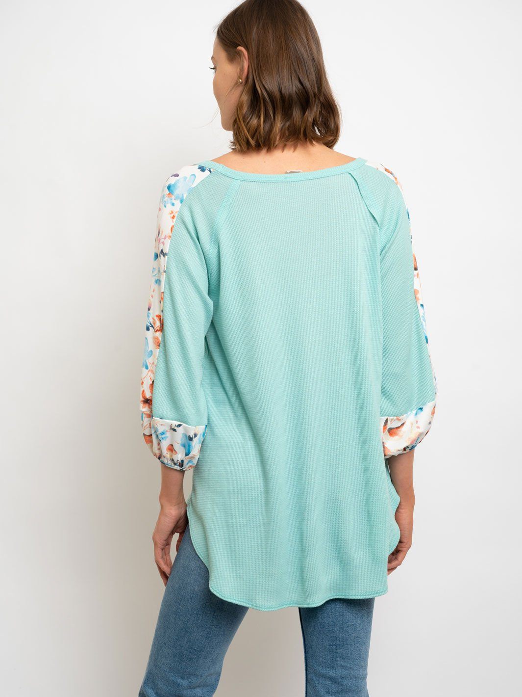 WOMEN'S FLORAL PRINT SLEEVES TOP