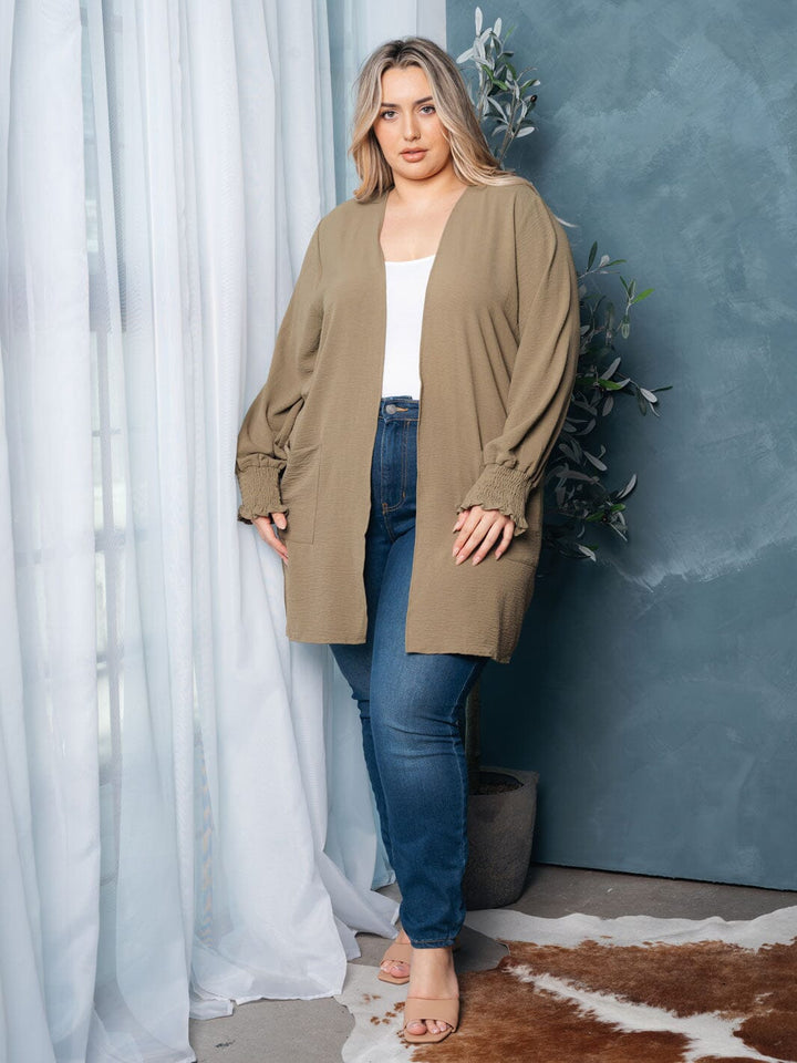 WOMEN'S LONG SLEEVE OPEN FRONT POCKETS CARDIGAN