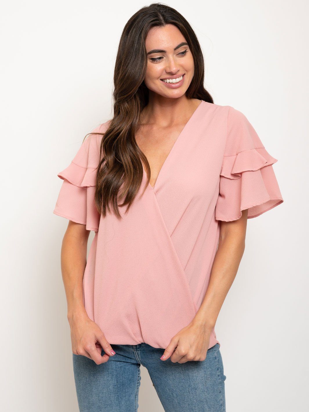 WOMEN'S RUFFLE SLEEVE TOP