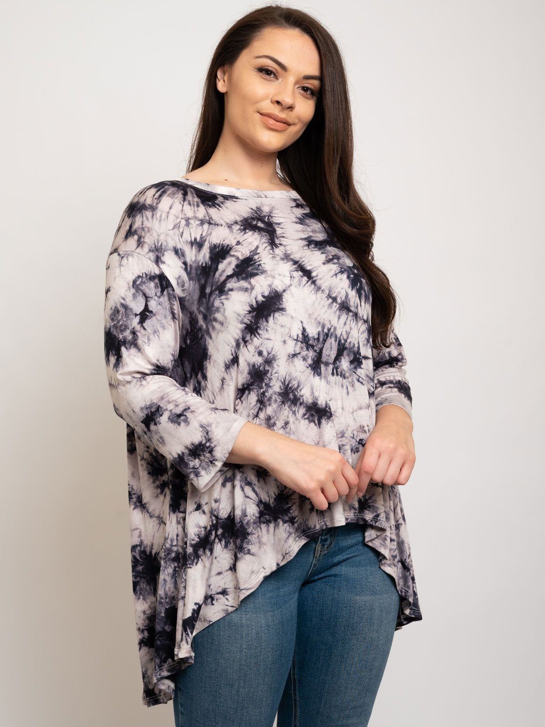 PLUS SIZE TIE DYE HIGH-LOW TOP
