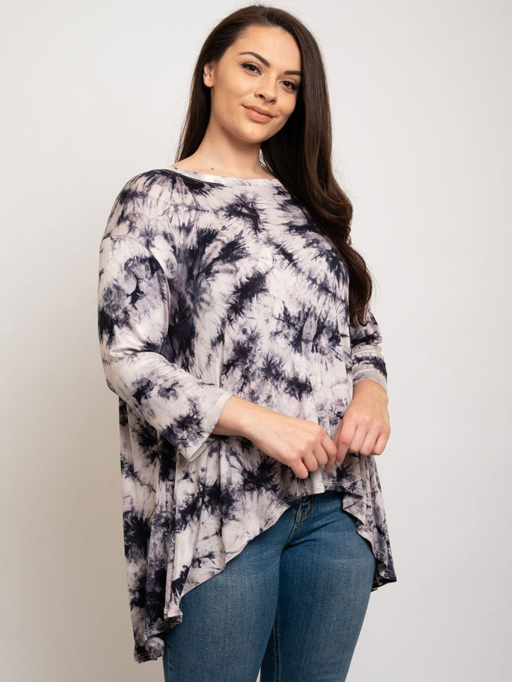 PLUS SIZE TIE DYE HIGH-LOW TOP